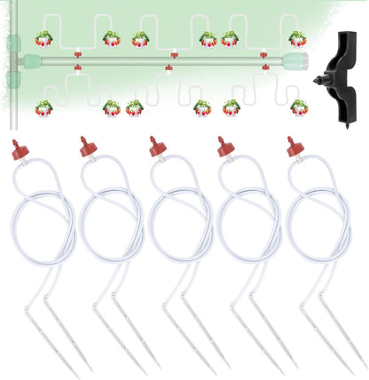 20 Pack Automatic Irrigation Dripper Stake Assembly, 1 GPH Irrigation Dripper Emitters for 2-Way 23.6 inch Irrigation tubing,Drip Emitters Bend Arrow Sprinklers for Garden Pots Irrigation Systems