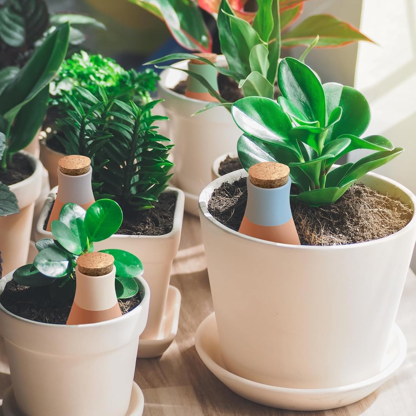 4PCS Terracotta Watering Spikes, Ollas Self Watering Globes, Slow Release Self Watering Planter Insert, Plant Watering Globes for Indoor and Outdoor Plants