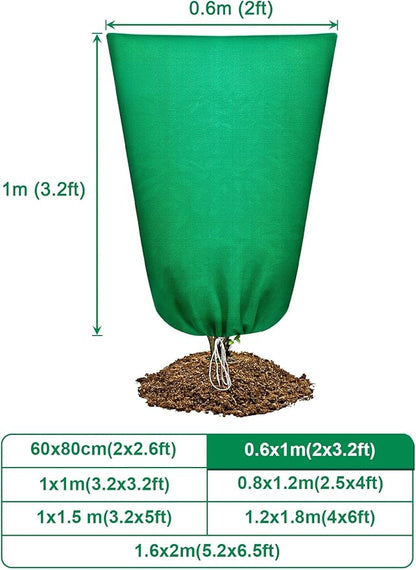 Abimars Thicker Plant Covers Freeze Protection Jacket 2.36 oz/yd², 2'x3.2' Reusable Winter Plant Covers with Drawstring & Zipper, 2 Pack Light, Porous Fabric for Plant Breathing