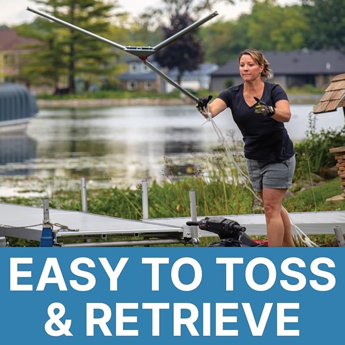 Jenlis Weed Razer Express, Lake Weed Cutter, Compact Aquatic Pond Plant Cutting Tool, Sharp Razor Blades Shear Cattail, Reed, Phragmites Lilly & Chara Algae, 30” Inch Cut Width, 25 Foot Throw Rope