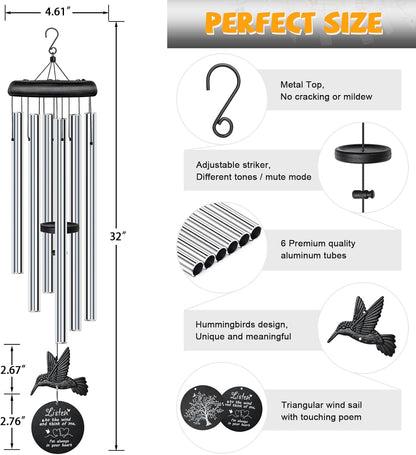 Sympathy Wind Chimes for Outside Deep Tone, Memorial for Loss of Loved One Prime, Bereavement Condolence Remembrance Funeral Gifts for Grieving Friends Loss of Mother Father