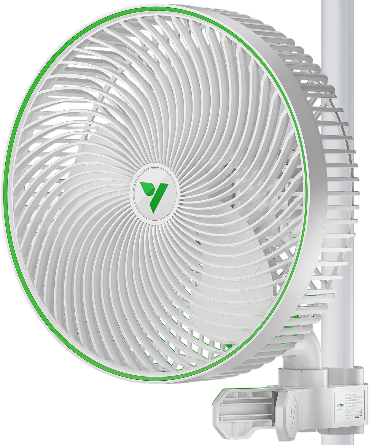 VIVOSUN AeroWave E9 Grow Tent Fan 9", EC Motor, WiFi-Controllable, US Patented Auto Oscillating Clip fan, IP54 Weatherproof, Strong Airflow & Quiet for Hydroponic Ventilation Circulation, White
