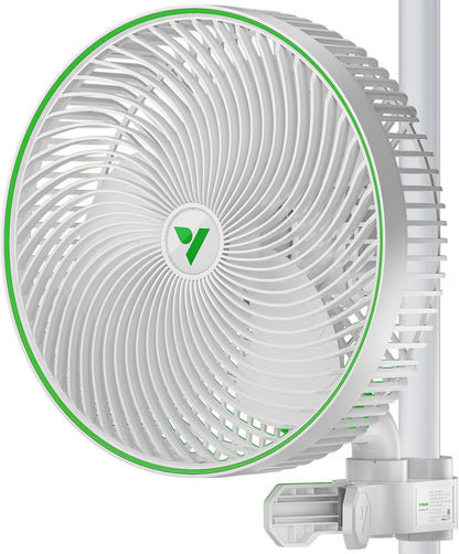 VIVOSUN AeroWave E9 Grow Tent Fan 9", EC Motor, WiFi-Controllable, US Patented Auto Oscillating Clip fan, IP54 Weatherproof, Strong Airflow & Quiet for Hydroponic Ventilation Circulation, White
