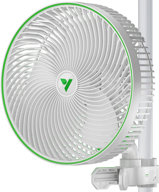 VIVOSUN AeroWave E9 Grow Tent Fan 9", EC Motor, WiFi-Controllable, US Patented Auto Oscillating Clip fan, IP54 Weatherproof, Strong Airflow & Quiet for Hydroponic Ventilation Circulation, White
