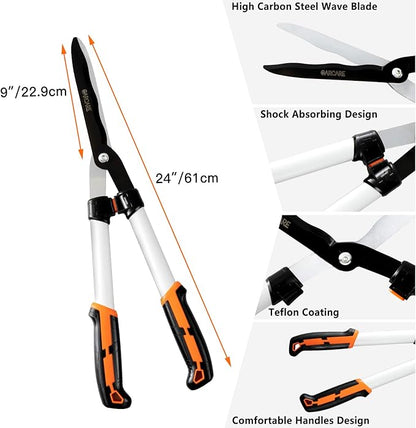 GARCARE 4 IN 1 Garden Shears Pruning Set with Bypass Pruning Shears Compound Lopper and Hedge Shears and Folding Saw with Carbon Steel Sharp Blades