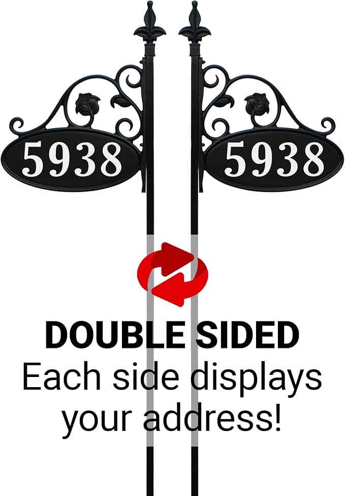 Address America USA Handcrafted Park Place Customized Home Address Yard Sign Custom Address Number Plaque with 47" Pole Weatherproof, Double-Sided, Reflective, Visible - AS