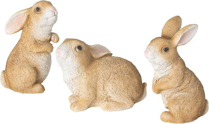 Sullivans Outdoor Garden Bunny Set of 3, 3.75" & 5" Spring Easter Bunnies Decoration Figurines for Gardens, Yard, Small Light Weight Baby Rabbit Garden Statues for Outside Patio, Porch, or Flower Pots
