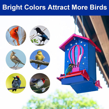 Squirrel Proof Bird Feeder, Metal Bird Seed House Feeders for Outdoors Weight -Activated Protection, Water Proof, 5 lbs Large Capacity Anit Squirrel for Outside Cardinal, Chickadee