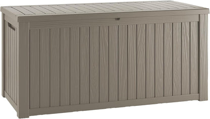 TARKARI 200 Gallon Lockable Resin Deck Box, Waterproof & UV-Resistant Outdoor Storage Box for Outdoor Cushion Storage, Garden Tools & Pool Accessories Storage, Gray