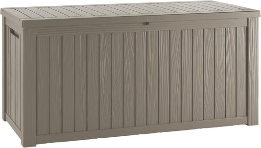 TARKARI 200 Gallon Lockable Resin Deck Box, Waterproof & UV-Resistant Outdoor Storage Box for Outdoor Cushion Storage, Garden Tools & Pool Accessories Storage, Gray