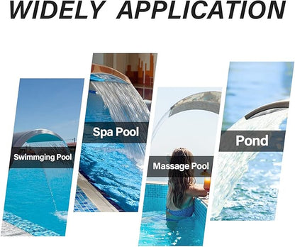 Stainless Steel 304 Pool Fountain Silver Color for Ground Pools Garden Outdoor Waterfalls Sheer Descent Pond Water Feature-23.6" Height