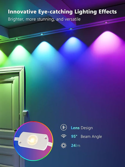 Brizled Essential Permanent Outdoor Lights, 100ft 60 LED RGB Smart Christmas Lights Work with Alexa & Google Home, APP Control Permanent Eave Light IP67 Waterproof Smart House Light for Xmas Halloween