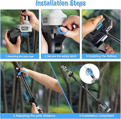 Electric Pruning Shears with Pole 1.4-2.0 Cutting Diameter & 2-IN-1 Electric Pole Pruner,2PCS 21V 3.0Ah Batteries,Brushiless Motor,4 Modes Adjustable Branches Cutter for Flower, Tree Trimming(Gray)