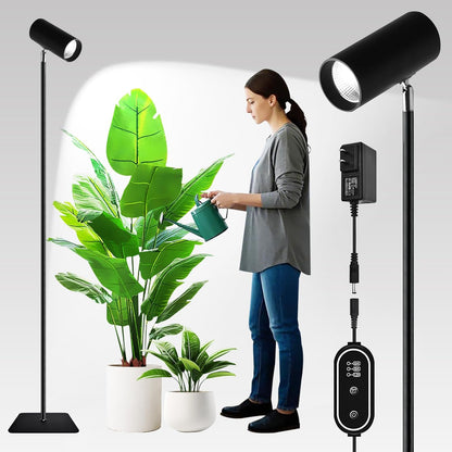 30W Full Spectrum Grow Light, 5000LM High-CRI COB LED Floor Lamp with 6/8/12H Timer, Adjustable Height (28"-83") & Angle, Grow Lights for Indoor Plants, Succulents & Flowers (daylight 6000K)