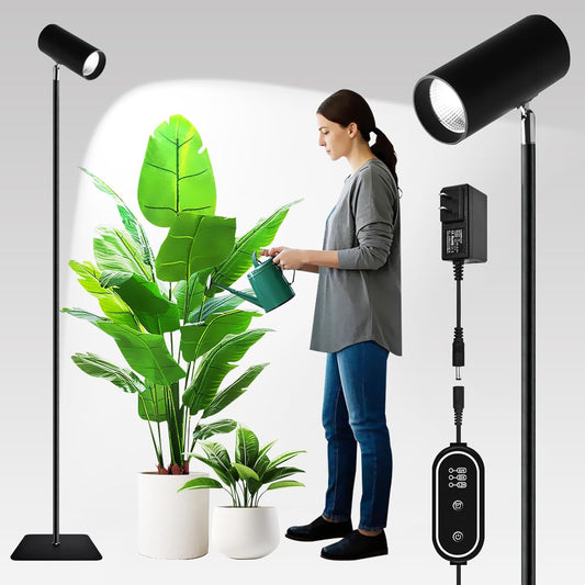 30W Full Spectrum Grow Light, 5000LM High-CRI COB LED Floor Lamp with 6/8/12H Timer, Adjustable Height (28"-83") & Angle, Grow Lights for Indoor Plants, Succulents & Flowers (daylight 6000K)