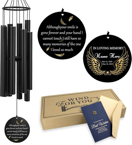 Personalized 36" Memorial Wind Chimes, Bereavement Gift to Honor a Loved One's Remembrance, Sympathy Gift for Loss of Mother Father Husband, for Outdoor Garden