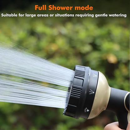 RESTMO Full Shower Hose Nozzle, Metal Spray Nozzle for Garden Hose, 8 Spray Patterns, Water Hose nozzle with Thumb Control, Ideal for Outdoor Lawn & Plant Watering, Car & Pet Washing, Bronze