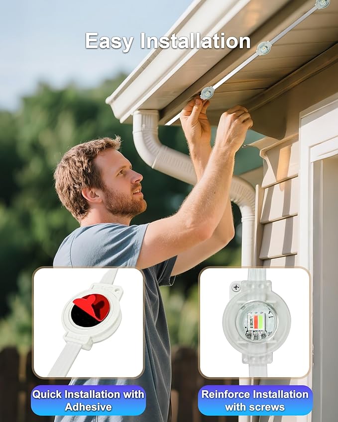 XINKAITE 400ft Permanent Outdoor Lights for House, 2025 Eave Lighting with App/Remote Control, IP67 Waterproof smartlight for Christmas, Halloween, Holiday, Party, Daily(2 Rolls 200FT)