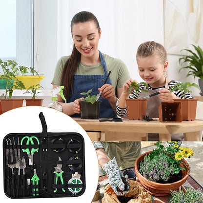 Bonsai Tools Kit 20 Pcs Garden Tools Set for Starters, Includes Bonsai Wire Kit, Plant Mat, Pruning Shears, Bonsai Scissors, Succulent Tools in Leather Storage Bag, Bonsai Gift for Adults