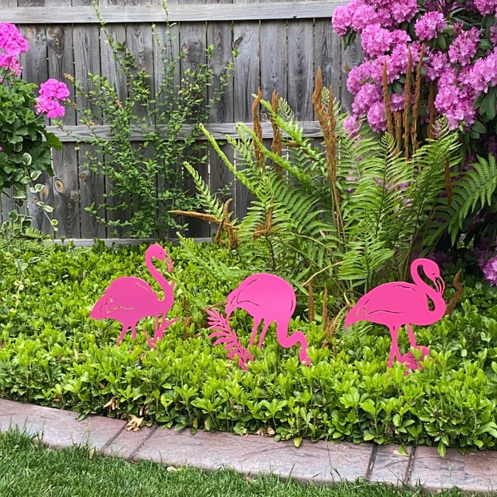 RealSteel Pink Flamingo Yard Decorations, Flamingo Gifts for Women, Yard Decorations, Pink Christmas Decorations, Front Yard Decorations Outdoor, Garden Statues