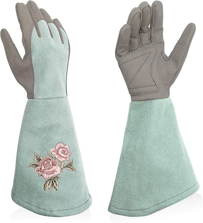 Rose Pruning Gloves Thorn Resistant, Embroidery Gardening Gloves with Extra Long Forearm Protection