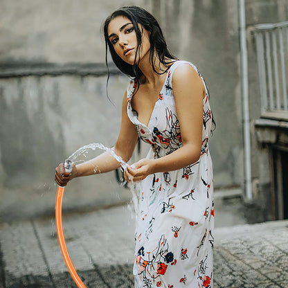 Fevone 25 ft x 5/8" Heavy Duty Garden Hose, Drinking Water Safe, Flexible & Kink-Free Hybrid Polymer Water Hose, Lightweight Outdoor Hose with 3/4" Solid Aluminum Fittings