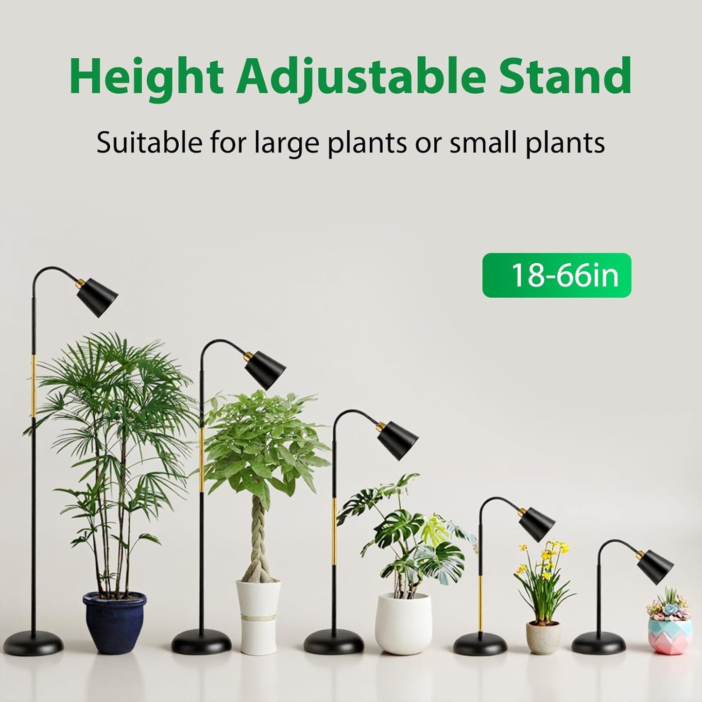 Adjustable Height Floor Plant Light for Tall Indoor Plants,Stylish Standing Grow Light with Remote & Timer, 360 Degree Gooseneck, Full Spectrum, 10-100% Dimmable, 3000K/4000K/6000K, Weighted Base