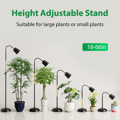 Adjustable Height Floor Plant Light for Tall Indoor Plants,Stylish Standing Grow Light with Remote & Timer, 360 Degree Gooseneck, Full Spectrum, 10-100% Dimmable, 3000K/4000K/6000K, Weighted Base