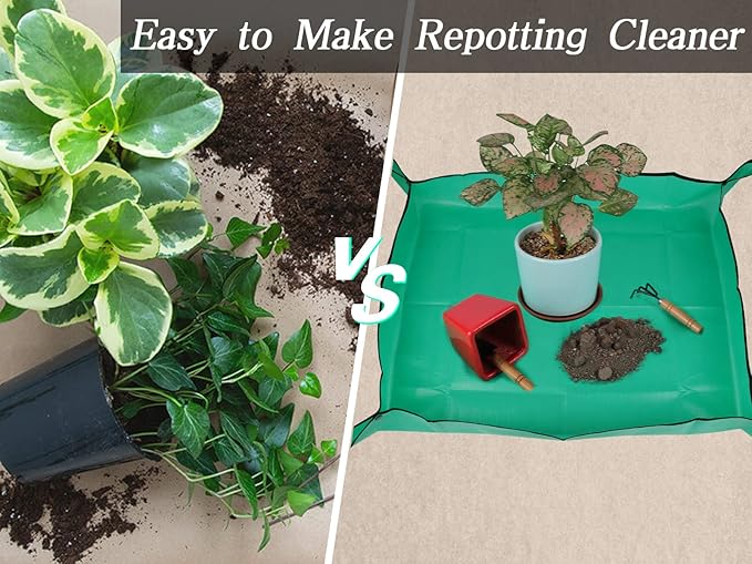 Azureblue Large Plant Repotting Mat, Waterproof Repotting Tray for Indoor Plants Potting Soil, Gardening Tray Mat, Portable Potting Tray Soil Mat for Indoor House Plants Succulents Orchid