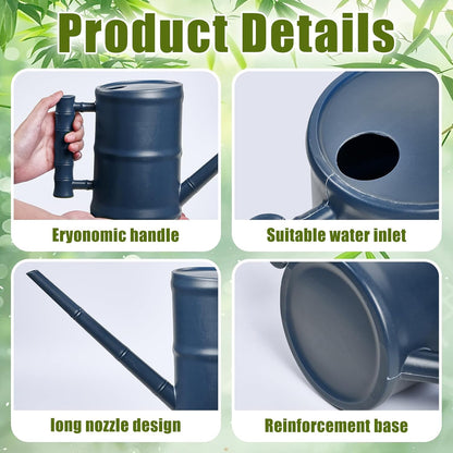 ZXJ Watering Can for Outdoor Indoor Plants - Small Plastic Home Garden - with Long Spout - Blue - 64 Oz - 1/2 Gallon