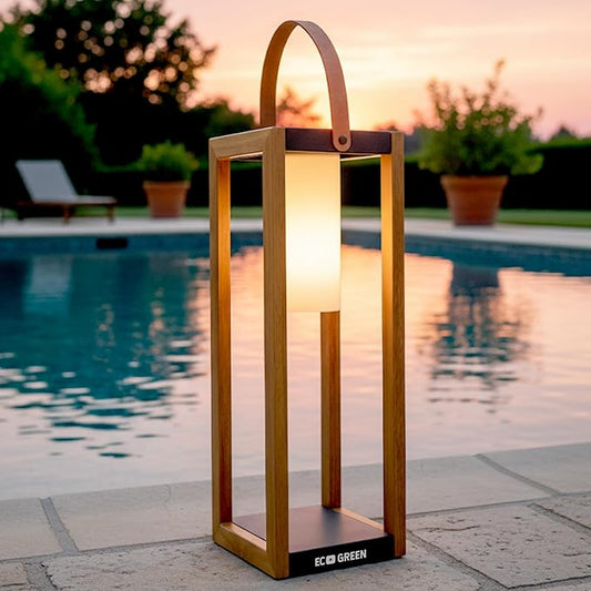 EcoGreen Solar Lantern with Handle for Outdoor Lighting – 7.87x22.83 in Waterproof Solar Light, Warm White, 8H Auto-On, Portable for Patio, Yard, Pathway, Camping & Porch (Single Pack)