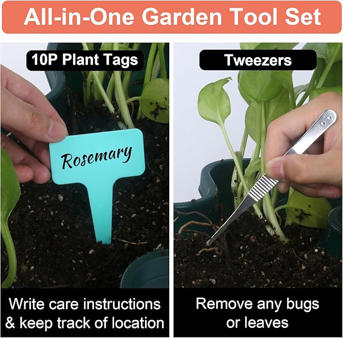 Vertical Planter, 5 Tier Stackable Strawberry Planter with Garden Tool Set, Movable Indoor/Outdoor Garden Herb Pot for Growing Vegetables and Succulents, Green