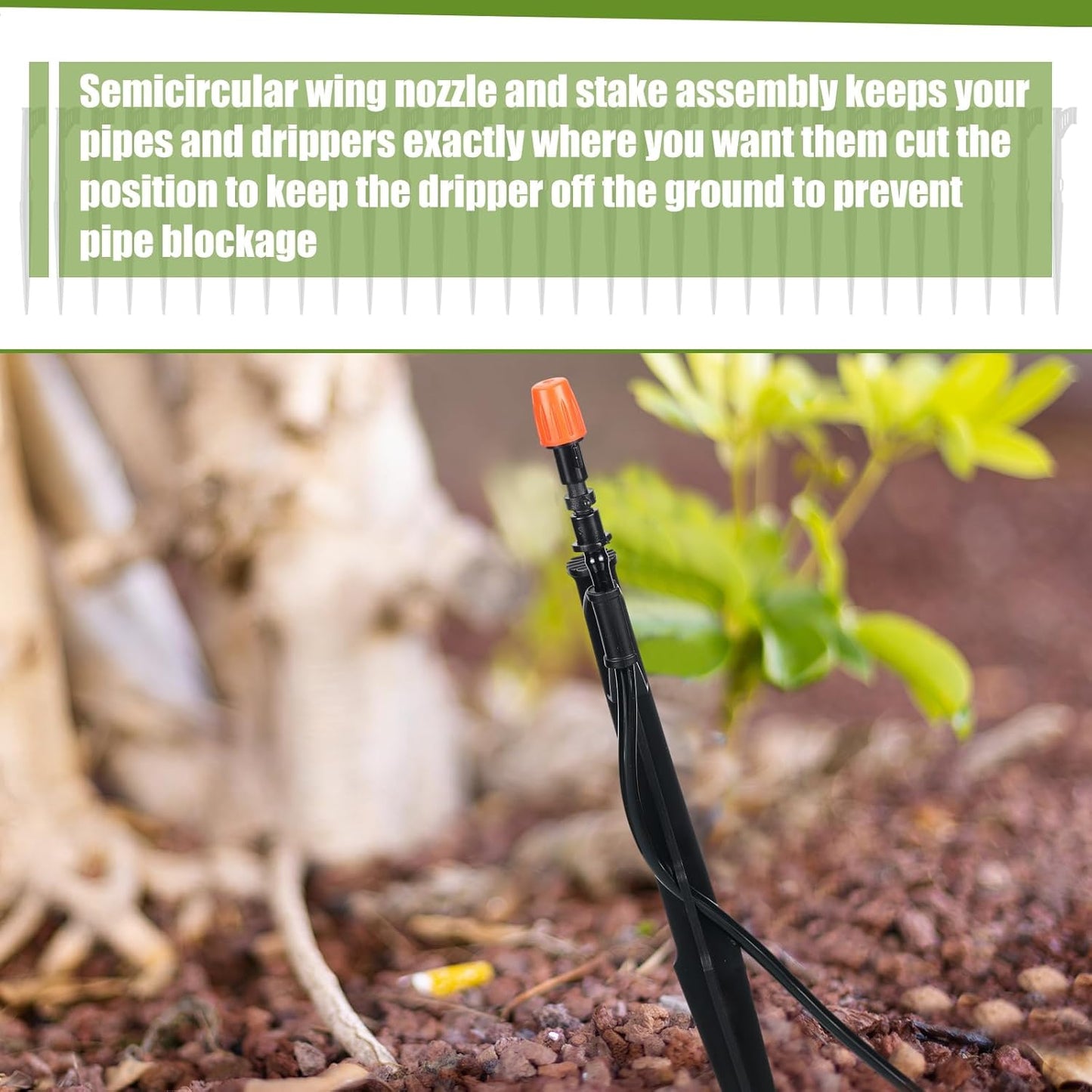 100 Pcs 12.8" Irrigation Drip Support Stakes 1/4 Inch Tubing Hose Holder Adjustable Riser Drip Lines Ground Stakes for Micro Sprinkler Gardens Irrigation Supplies