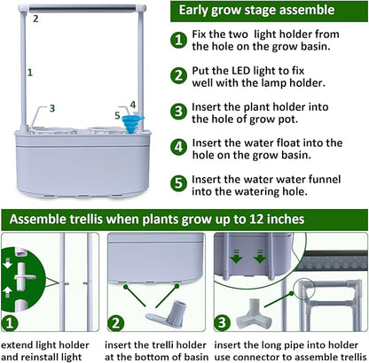 Hydroponics Growing System kit with Trellis,Smart Hydroponic Gardening System with LED Grow Light, Indoor Hydroponic Garden Herb Grow Kit for Short Tomato,Pepper,Cucumber (6200LC)