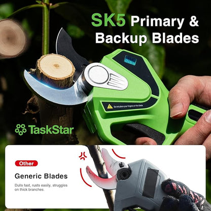 Electric Pruning Shears with Pole: 1.6" Cutting Diameter 2-in-1 Cordless Pole Pruner - 2 Pcs 4.0Ah Batteries, Brushless Motor, Extra SK5 Blade, Branches Cutter for Flower Tree Trimming