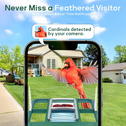 Smart Bird Feeder with Camera,Solar Powered,Waterproof Outdoor WiFi Bird House with Camera,Built in AI Birds Identification,Auto Records FHD Birds Videos to Cloud Storage,Ideal Gift for Mom and Dad
