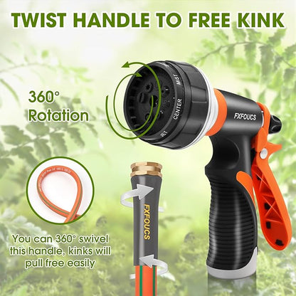 Heavy Duty Garden Hose – 5/8 Inch Flexible, Lightweight Hybrid Hose with 600 PSI Burst Pressure, Swivel Handle, and Durable Copper Male/Female Fittings (Orange with hose sprayer, 25FT)