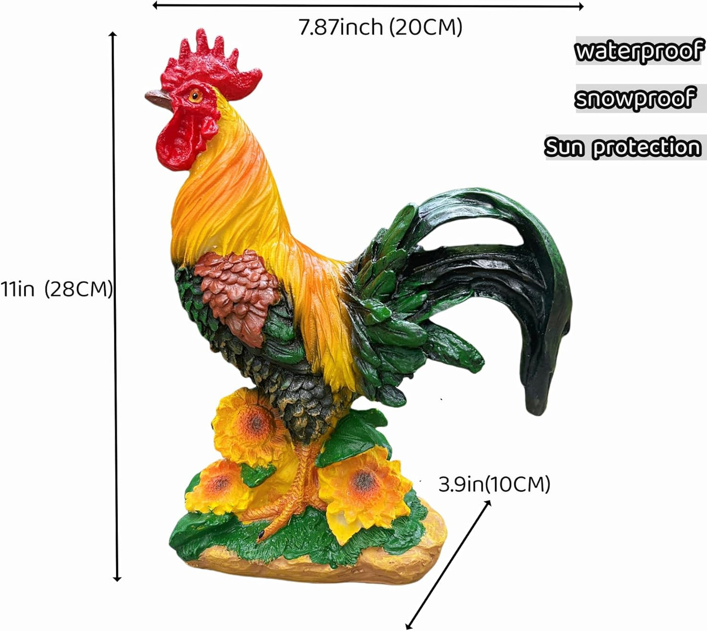 Rooster Garden Statue Decorations, Chicken Farm Animals Decoration, Yard Chicken Sculpture for Backyard Patio Kitchen Decor & Lawn Ornaments