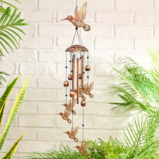 Hummingbird Wind Chimes for Outside, Metal Windchimes Outdoors Hummingbird Gifts for Women Memorial Sympathy Wind Chimes for Patio Garden Yard