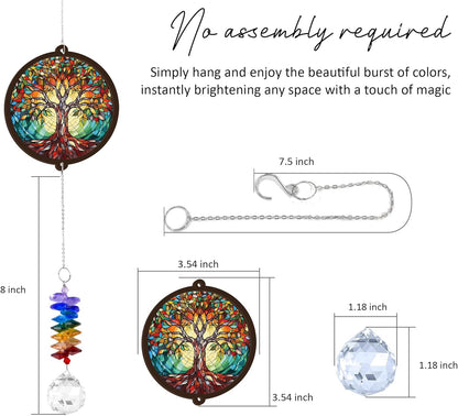 Memorial Suncatcher - Tree of Life Ornament - Sympathy Gift for Loss of Loved One - Bereavement Gifts - Condolence Gift - Memorial Rainbow Maker - Remembrance Ornament - Funeral Keepsake
