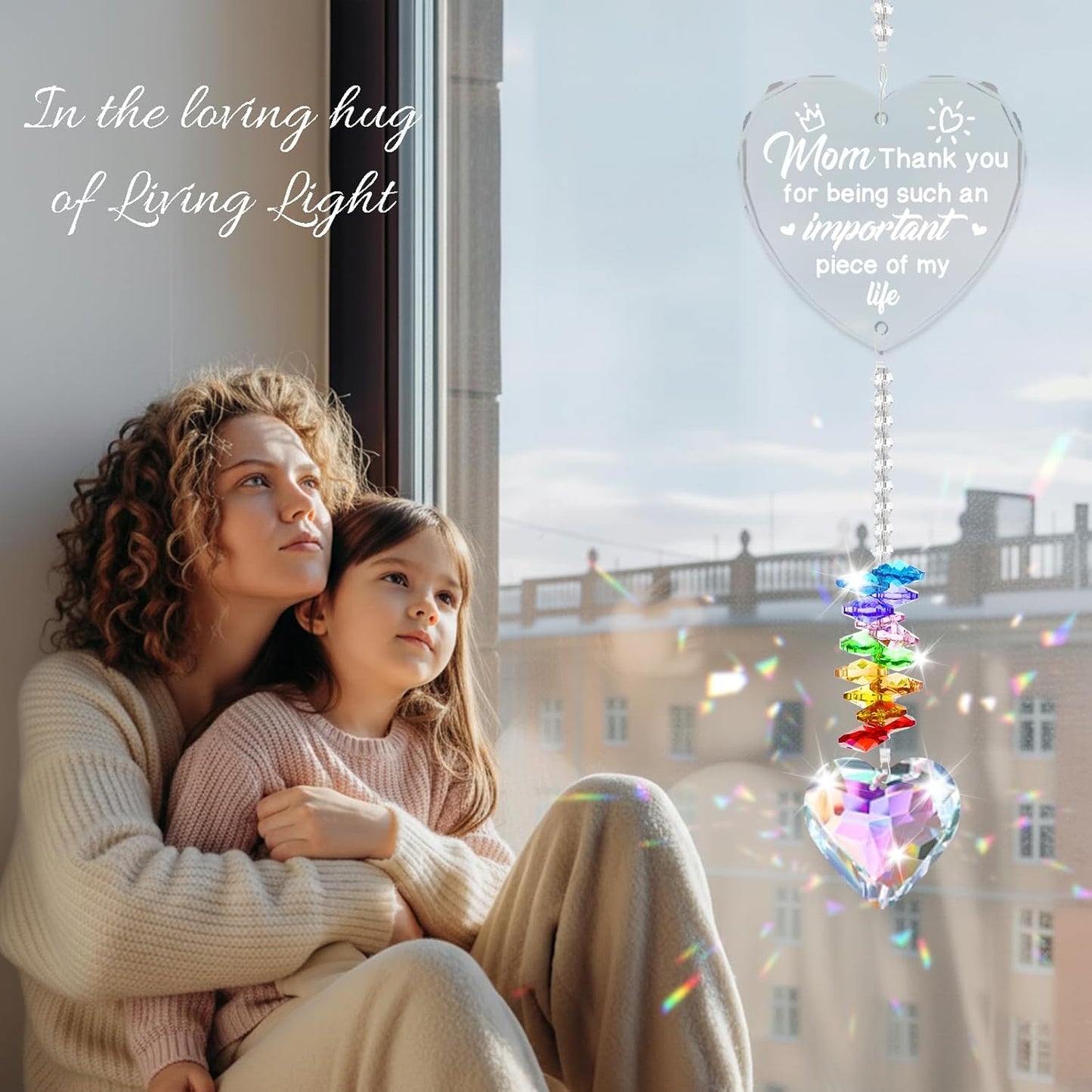 Gifts for Mom from Daughter and Son, Crystal Suncatcher Gift for Mother, Mom Gifts for Birthday Thanksgiving Christmas Mother's Day