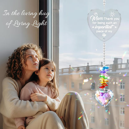 Gifts for Mom from Daughter and Son, Crystal Suncatcher Gift for Mother, Mom Gifts for Birthday Thanksgiving Christmas Mother's Day