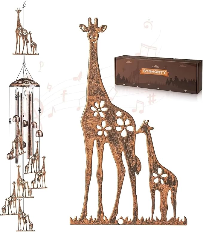 Giraffe Wind Chimes for Outside,Gardening Gifts for Giraffe Lover，Women，Men，Mom，Birthday Party Decorations,Memorial Gifts,Wind Chimes Outdoors，Indoors,Room,Home,Wall,Garden,Patio,Yard Decor