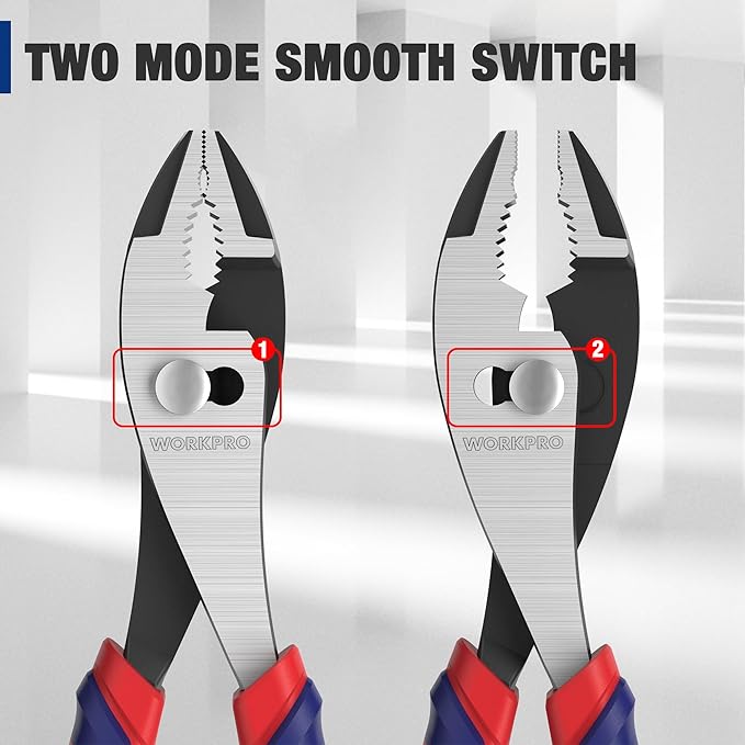 WORKPRO 6” Slip Joint Pliers Tool, Large Soft Grip,Rust Prevention Finish, 3-Zone Serrated Jaw Forged from High Carbon Steel for Maximum Grip