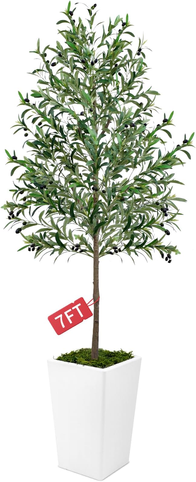 Olive Trees Artificial Indoor 7ft, Tall Faux Silk Plant with Pot, Realistic Leaves and Natural Wood Trunk Fake Trees with Lifelike Fruits for Home Office Decor Bedroom Livingroom Entryway Housewarming
