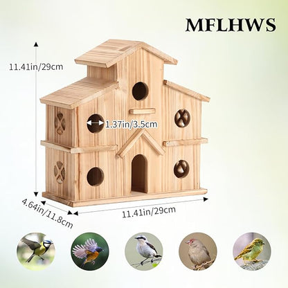 Bird Houses for Outside,Outdoor 6 Hole Bird House -Hummingbird House-Large Bird House for Outside-Birdhouse kit (Wood, Set-1)