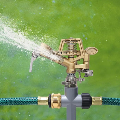 Biswing 2 Pack Impact Sprinkler Head on Metal Step Spike, Heavy Duty Zinc Alloy Lawn Sprinkler, Adjustable Coverage Nozzle on Sturdy Spike Base, 360 Degree Large Area Irrigation
