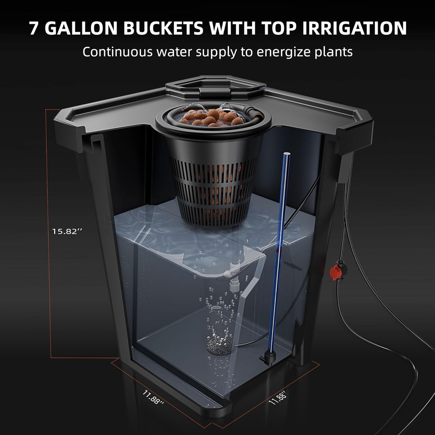 Spider Farmer DWC Hydroponics Grow System with 7-Gallon Deep Water Culture, New Triangular Cover Design, Recirculating Drip Garden System with Top Drip Kit, 8W Air Pump, 2 Buckets