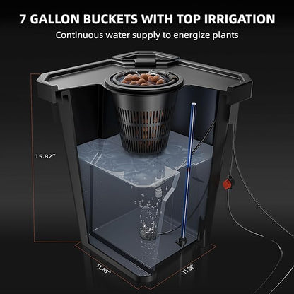 Spider Farmer DWC Hydroponics Grow System with 7-Gallon Deep Water Culture, New Triangular Cover Design, Recirculating Drip Garden System with Top Drip Kit, 15W Air Pump, 4 Buckets