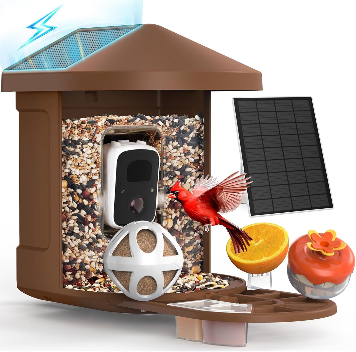 PeckCam® Bird Feeder with Camera with AI Identify 10000+ Birds Species, 3 Solar Panels, 2K Live View, Instant Arrival Alerts, Smart Bird House with Cam, Gift for Bird Lovers